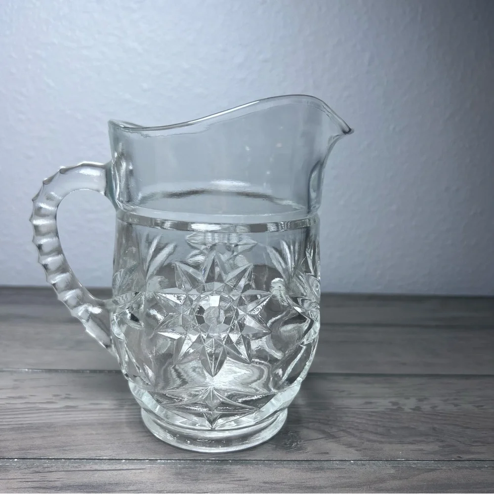 Vintage Anchor Hocking Early American Prescut (EAPC) Star of David Glass Pitcher